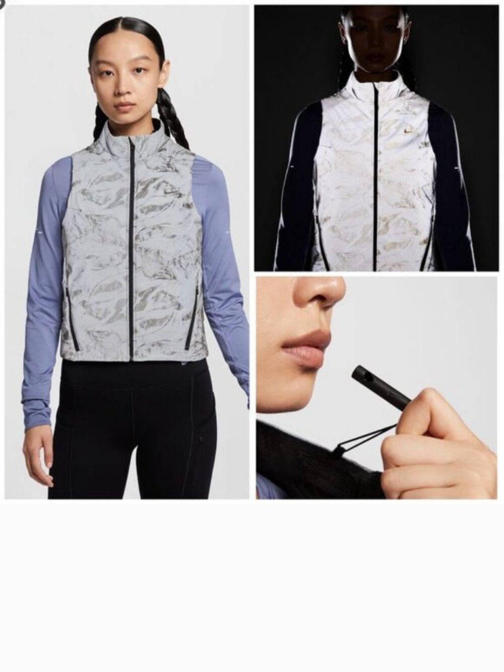 NWT Nike Women's XL Swift Therma FIT ADV Reflective silver Running Vest Pockets